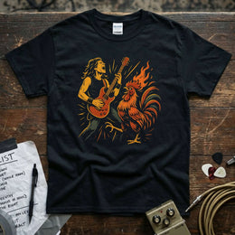 Rock Until The Rooster Crows | Funny Guitarist Rock Music Shirt